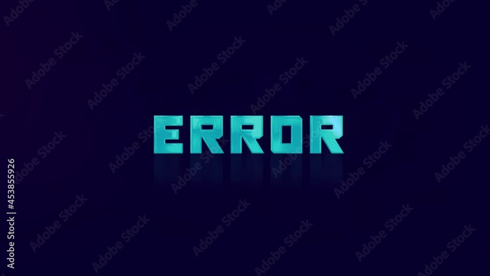 Poster Animation of retro ERROR text glitching on blue background. Old tv glitch interference screen. 4K Video motion graphic animation.