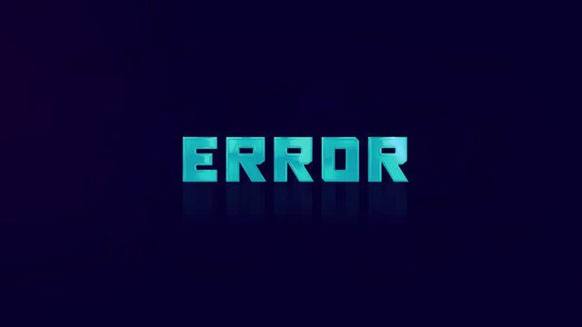 Animation of retro ERROR text glitching on blue background. Old tv glitch interference screen. 4K Video motion graphic animation.