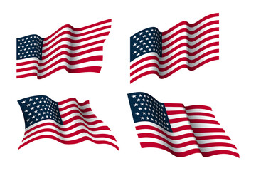 american waving flag vector graphic collection for any business.