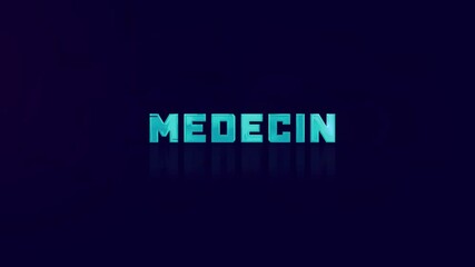Animation of retro MEDECIN text glitching on blue background. Old tv glitch interference screen. 4K Video motion graphic animation. - Powered by Adobe