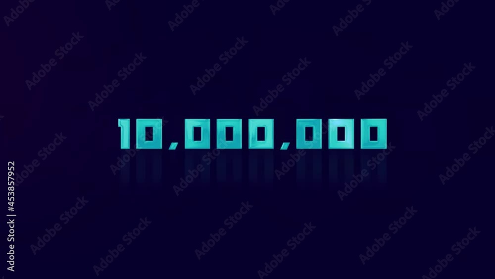 Aufkleber animation of retro ten million number glitching on blue background. old tv glitch interference scree