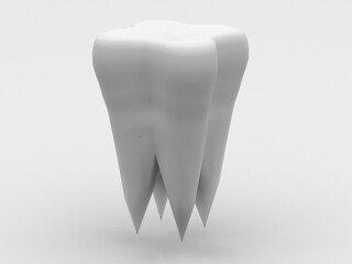 3d rendering teeth on  white background