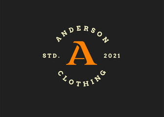 Initial A letter logo design template, vintage style, Vector illustrations