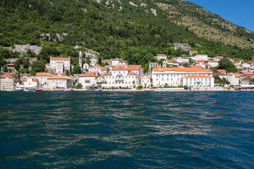 Obraz premium Panorama of the Bay of Kotor and the town Perast