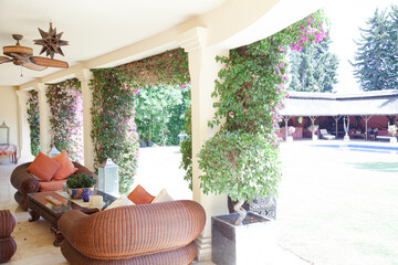 Sofa and chairs on luxury patio