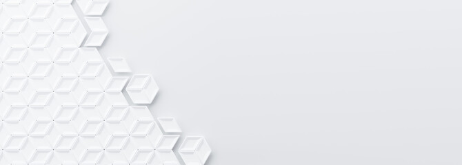 Fototapeta premium Abstract and Illustration of white box or cube background,light and shadow with free space, 3D rendering and copy space.