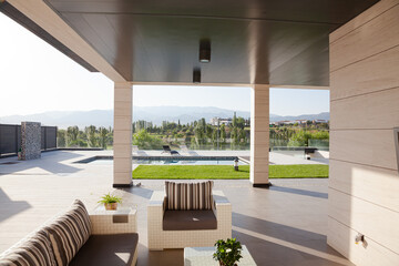 Sofa and chairs on luxury patio