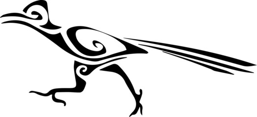 Sketch tribal bird tattoo or logo. Simple vector drawing running magpie or crow. - obrazy, fototapety, plakaty