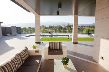 Sofa and chairs on luxury patio