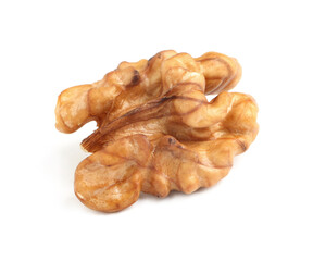 Half of ripe walnut isolated on white