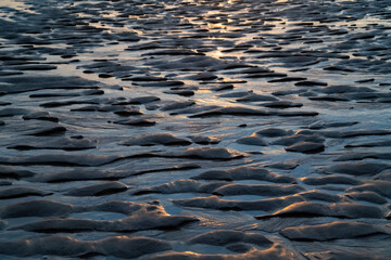 Strand Nordsee Sylt Sand Strukturen Ebbe Riffelung Deutschland Nationalpark Wattenmeer Gezeiten Priel Hörnum Spiegelung Farben Hintergrund Naturschutzgebiet Küste Meer Wasser Rinnsal Pfützen Farben
