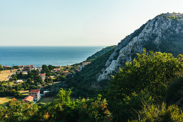 Amazing view of the sea and Petrovac city from the hill,  Montenegro.