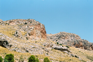 Fototapeta na wymiar mountains in the desert, landscape during summer in spain.