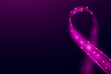 Breast Cancer awareness month. Banner with pink ribbon awareness. Vector illustration.