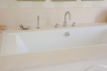 Bathtub in luxury bathroom