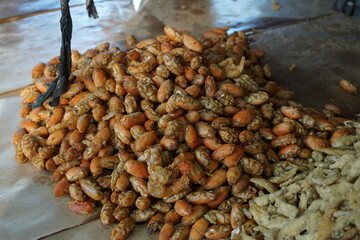 Fried fish with a natural background. Indonesian fried fish covered with flour, usually use small fish. This food also called wader goreng