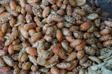 Fried fish with a natural background. Indonesian fried fish covered with flour, usually use small fish. This food also called wader goreng