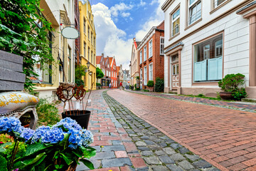The idyllic old town of Leer, east Frisia, germany - obrazy, fototapety, plakaty