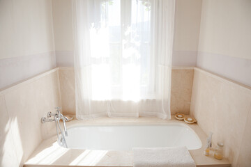 Bathtub in luxury bathroom