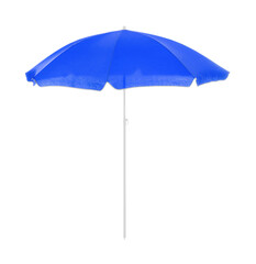 Open blue beach umbrella isolated on white
