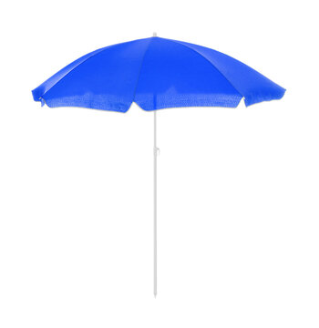 Open Blue Beach Umbrella Isolated On White