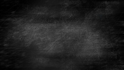Dark Grunge Chalk Board Texture Black Board Banner Background with Dust and Scratches