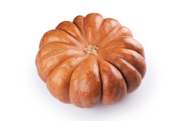 Close-up raw orange pumpkin isolated on white food background