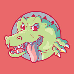 Crocodile character face vector illustration. Animal, wildlife, funny, brand design concept.
