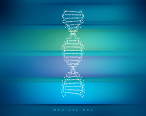 2d render of dna structure, abstract background