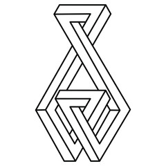 Impossible optical illusion shape. Op art object. Impossible figures. Line art. Unreal geometric shapes.