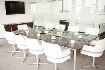 Table set for meeting in office