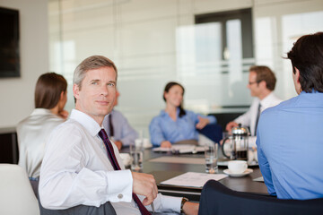 Obraz premium Business people sitting in meeting