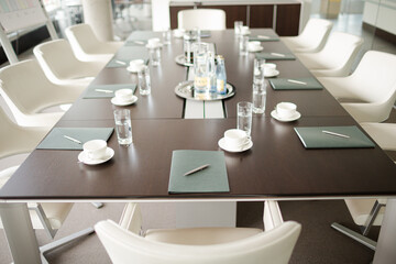 Table set for meeting in office
