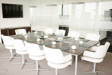 Table set for meeting in office
