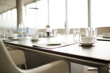 Table set for meeting in office