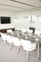 Table set for meeting in office