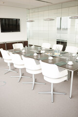 Table set for meeting in office