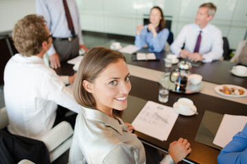 Business people talking in meeting