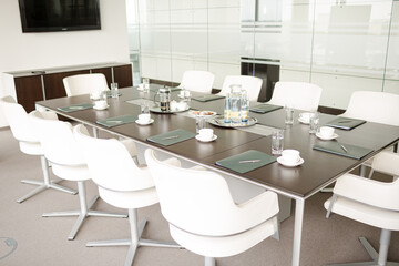Table set for meeting in office