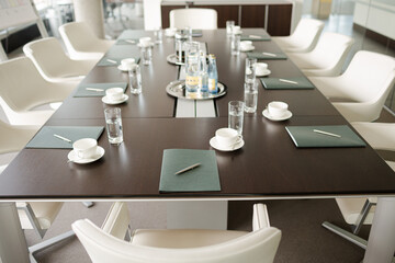 Table set for meeting in office