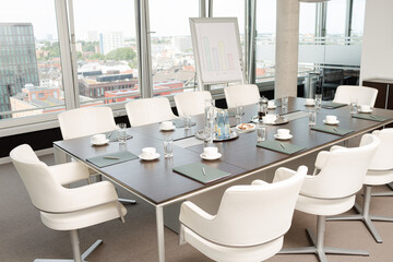 Table set for meeting in office