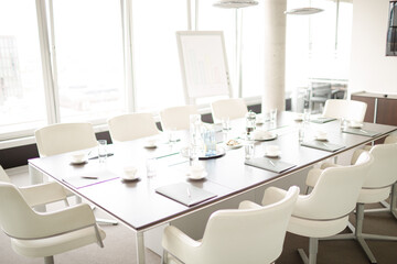 Table set for meeting in office