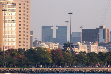 Fototapeta premium downtown buildings seen from the Urca district in Rio de Janeiro, Brazil.