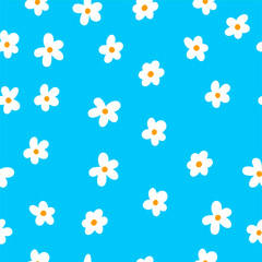 White flower cute colorful seamless vector pattern