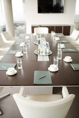 Table set for meeting in office