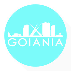 Goiânia, State of Goiás, Brazil Round Button City Skyline Design. Silhouette Stamp Vector Travel Tourism.