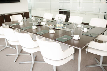 Table set for meeting in office