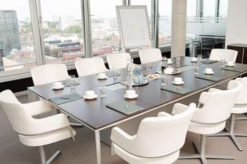 Table set for meeting in office