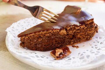 Slice of chocolate mousse cake