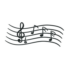 Musical Notes Icon Silhouette Illustration. Song Music Vector Graphic Pictogram Symbol Clip Art. Doodle Sketch Black Sign.